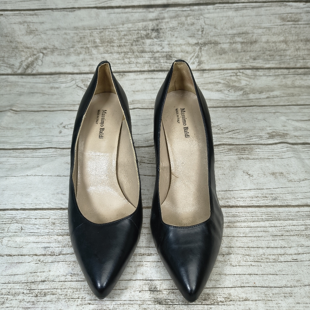 Massimo Baldi Black Leather Stilettos Women Size 39